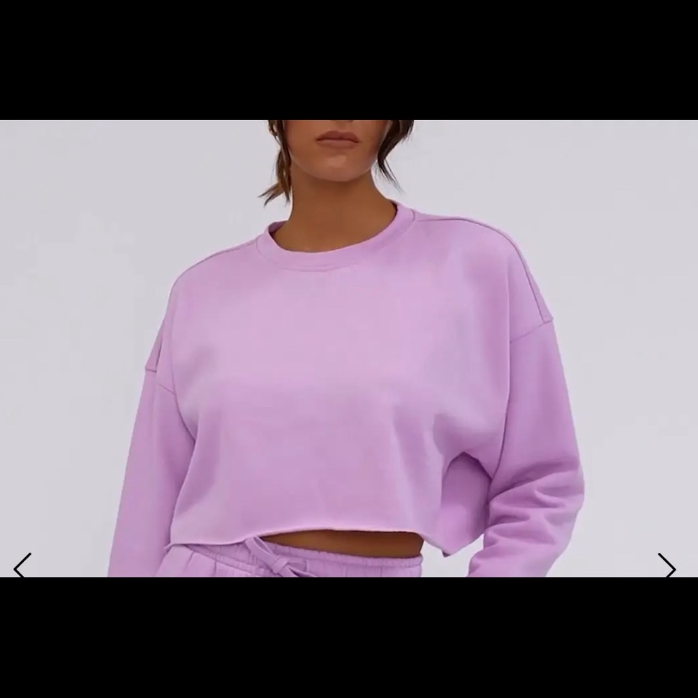NWT WEWOREWHAT women’s lilac colored cropped sweatshirt size large
